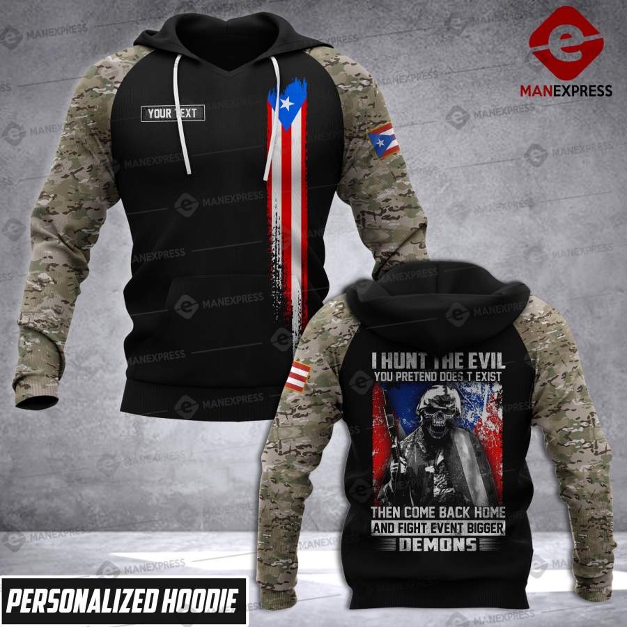 VH CUSTOMIZE PUERTO RICO ARMY HOODIE 3D ALL OVER PRINT 0710 HVQ