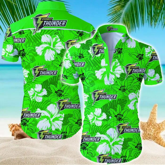 Sydney Thunder Hawaii Shirt Tropical Flower Short Sleeve Slim Fit Body Ha38545