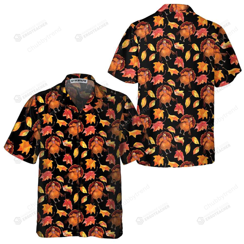 Thanksgiving Turkeys In Hats And Autumn Maple Leaves Hawaii Shirt Ha98223