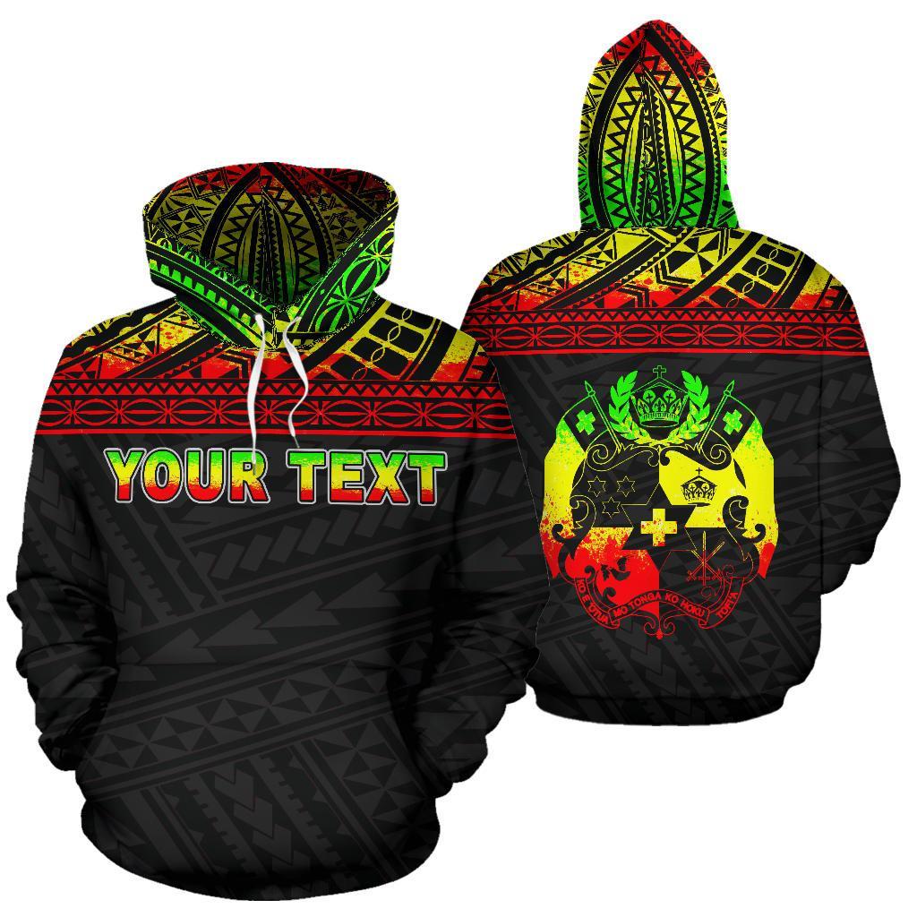 Tonga Polynesian All Over Custom Personalised Hoodie – Reggae Horizontal Style – BN12