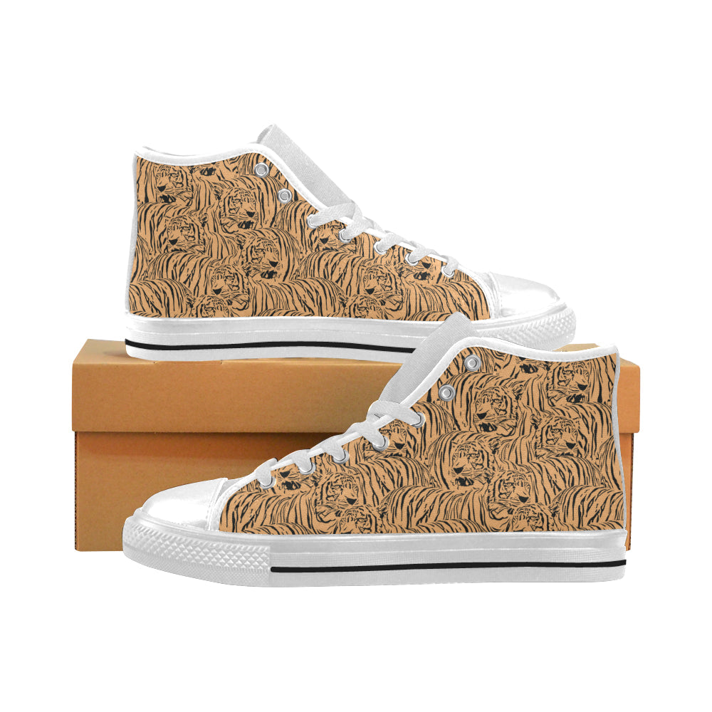 Bengal Tigers Pattern Men’S High Top Canvas Shoes White Gift For Men Women