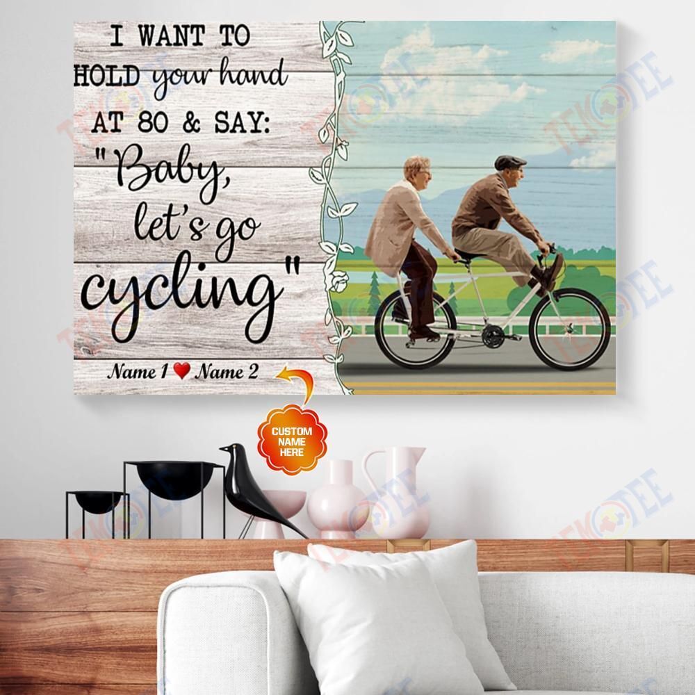 Canvas Wall Art I Want To Hold Your Hand Cycling Custom Horizontal Canvas Wall Art Pretty Living Room Bedroom Bathroom Home Decoration