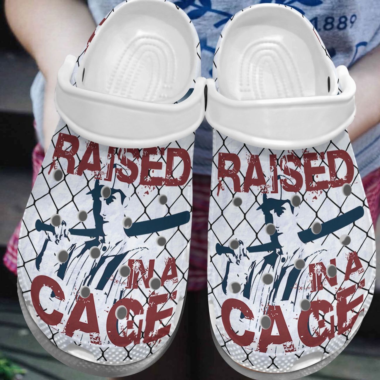 Baseball Personalized Clog, Custom Name, Text, Color, Number Fashion Style For Women, Men, Kid, Print 3D Raised In A Cage