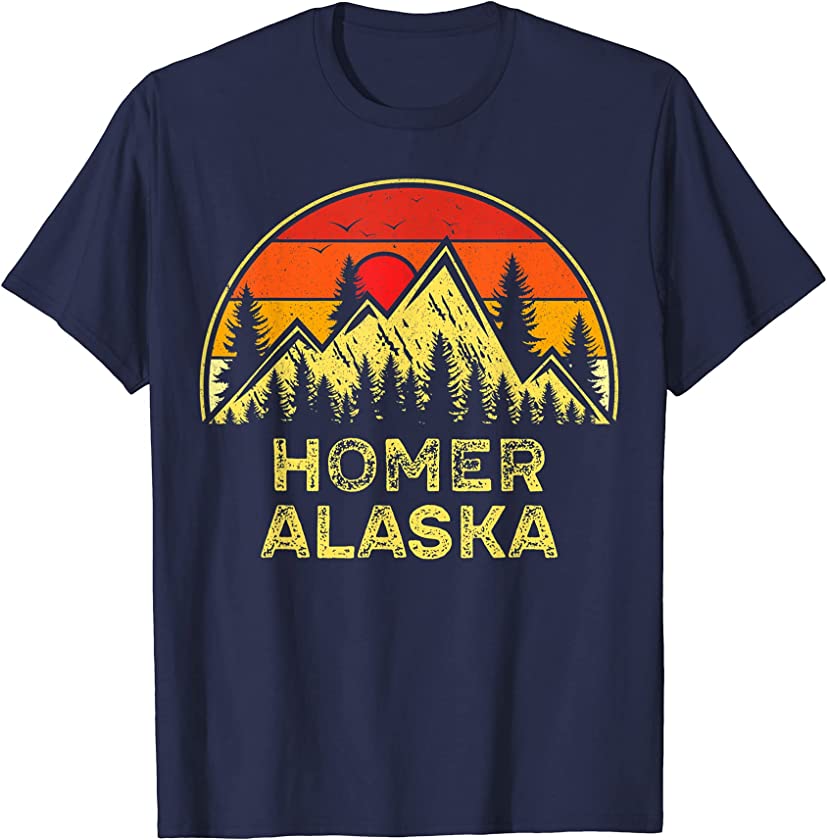 Vintage Homer Alaska AK Mountains Outdoor Hiking Souvenir T-Shirt