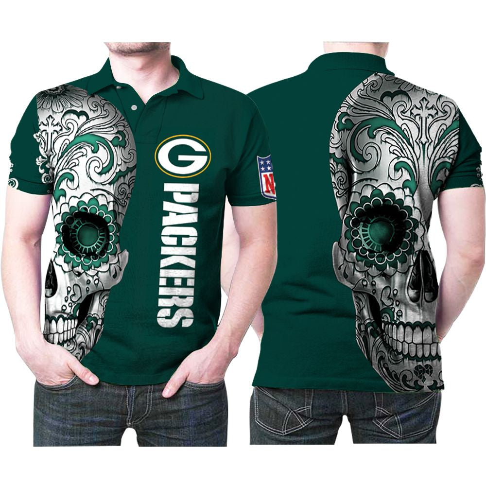 Green Bay Packers Nlf Fan Sugar Skull 3D Printed Gift For Green Bay Packers Fan Polo Shirt