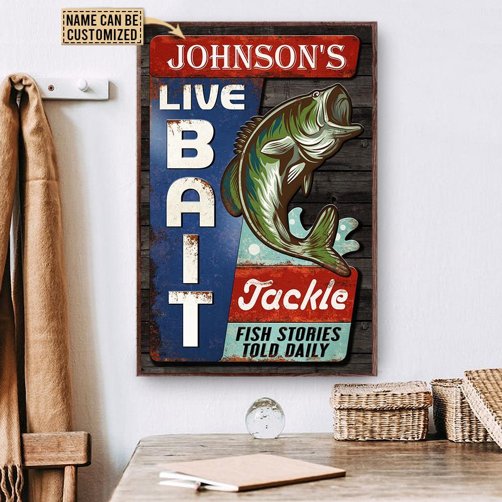 Aeticon Gifts Personalized Fishing Live Bait And Tackle Canvas Mom Dad Gift Home Decor