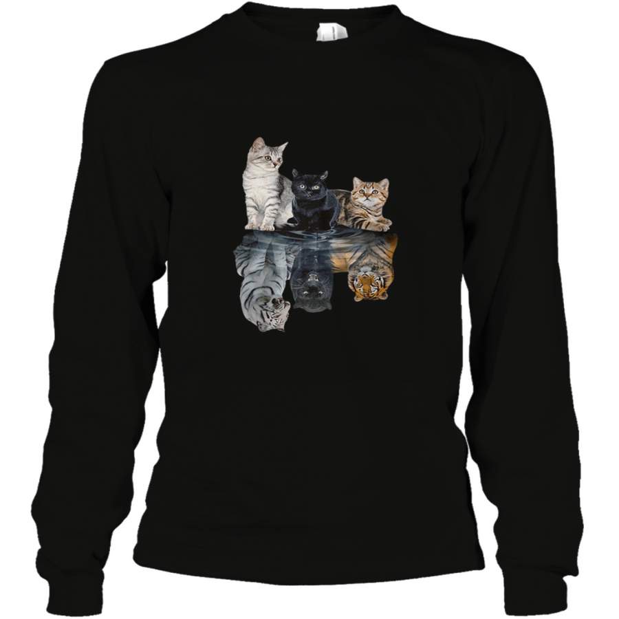 Cats reflection tigers shirt Long Sleeve T-Shirt