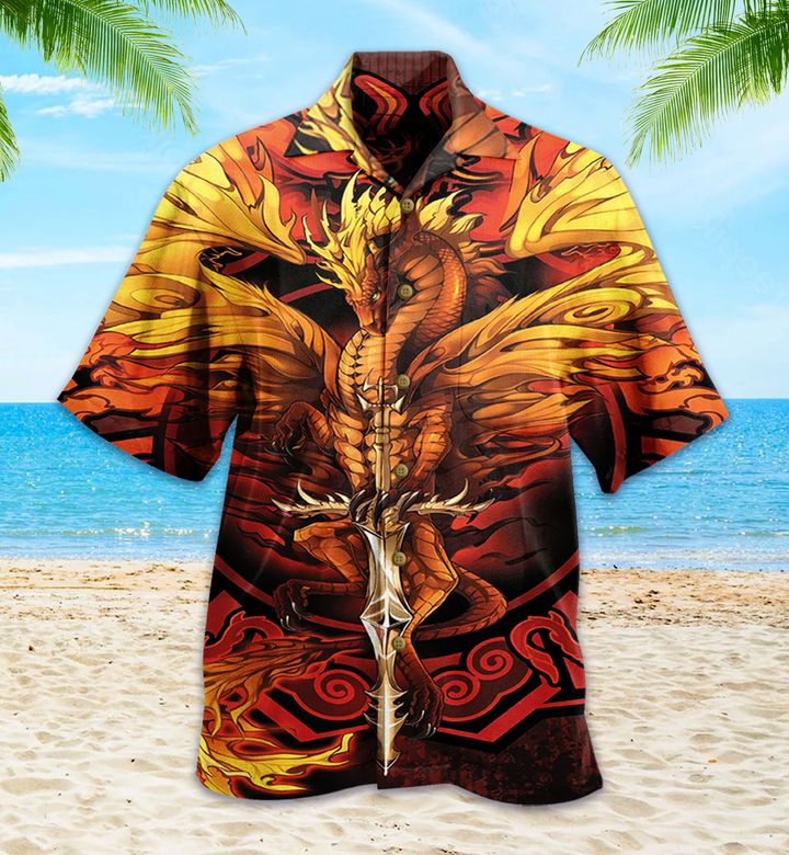 Dragon Fire Orange Hawaii Shirt Ha25402