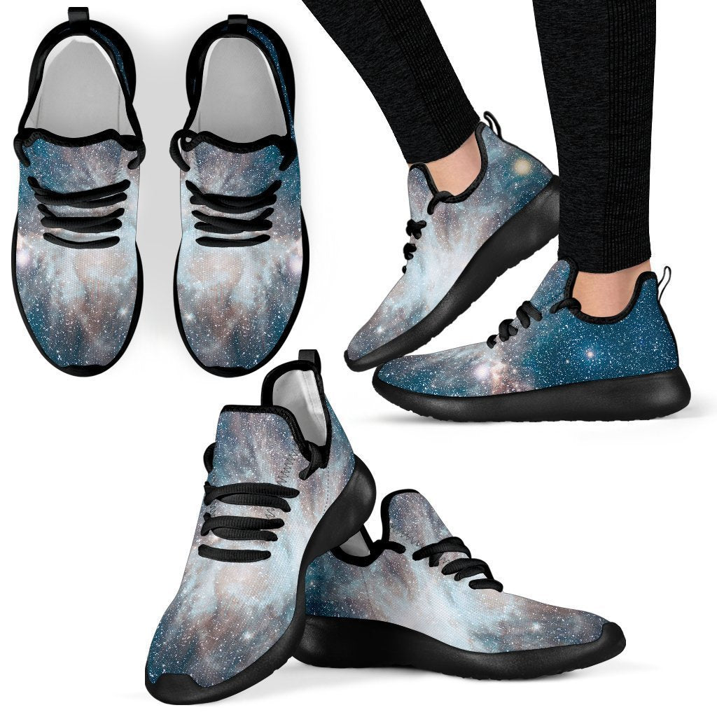 White Cloud Galaxy Space Print Mesh Knit Shoes