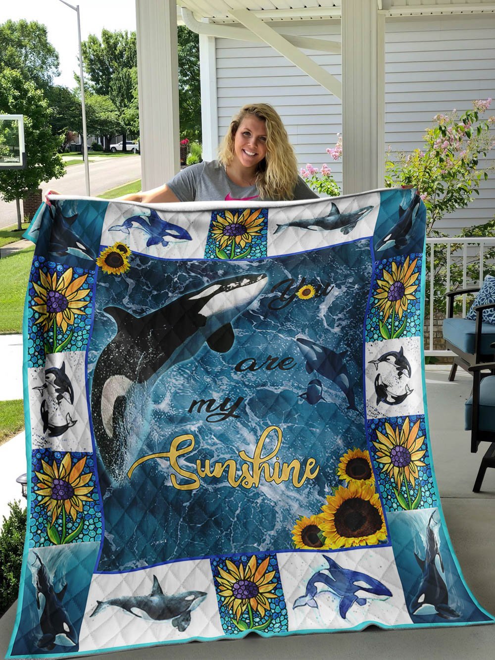 Whale – You Are My Sunshine Quilt Blanket