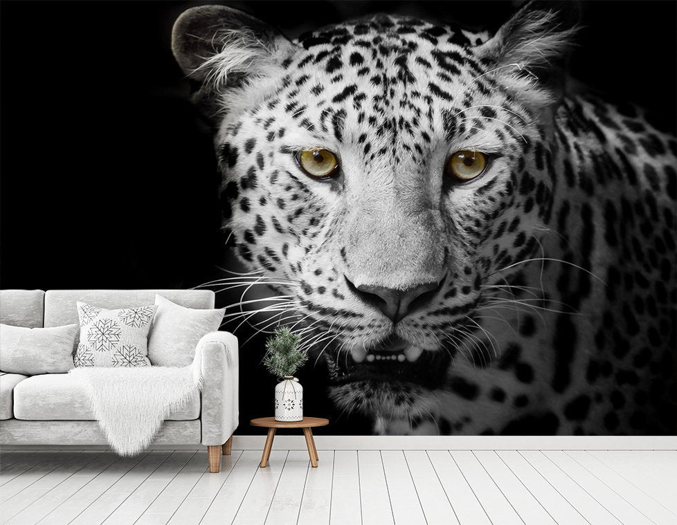 3D Black Background, Leopard Wallpaper