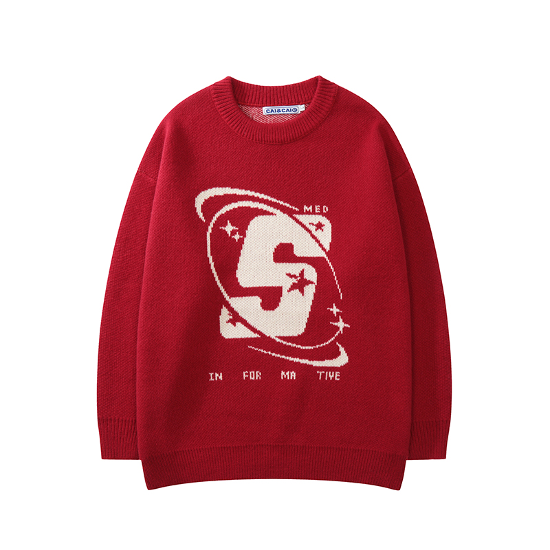 Solid Color Letter Print Retro Mens and Womens Autumn Winter Sweaters Harajuku Crew Neck Oversized Baggy Knitted Pullover Tops alx