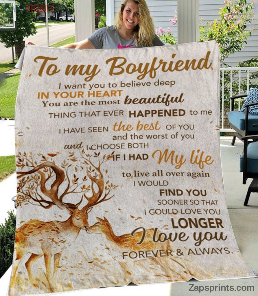 Gift For Boyfriend – To My Boyfriend – Deer – I Love You – Girlfriend Gift To Boyfriend – Blanket