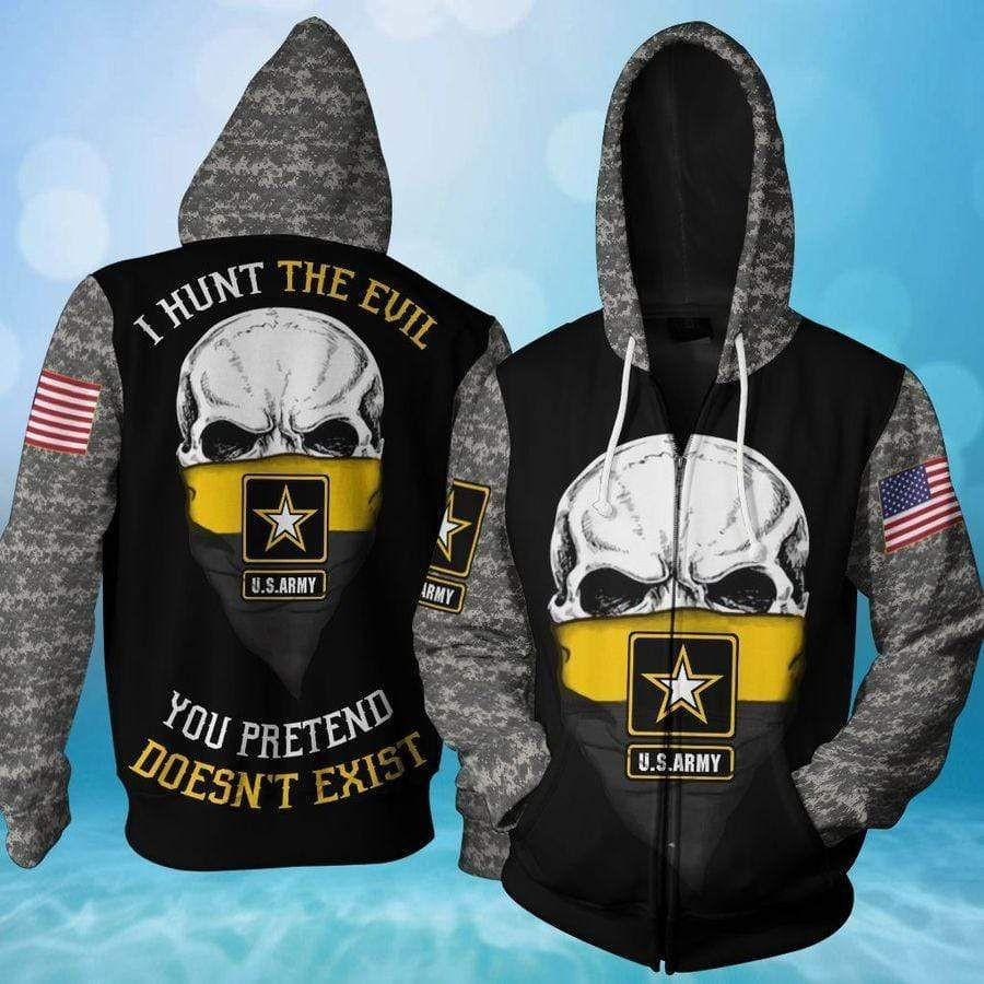 US Army I Hunt The Evil Hoodie 3D