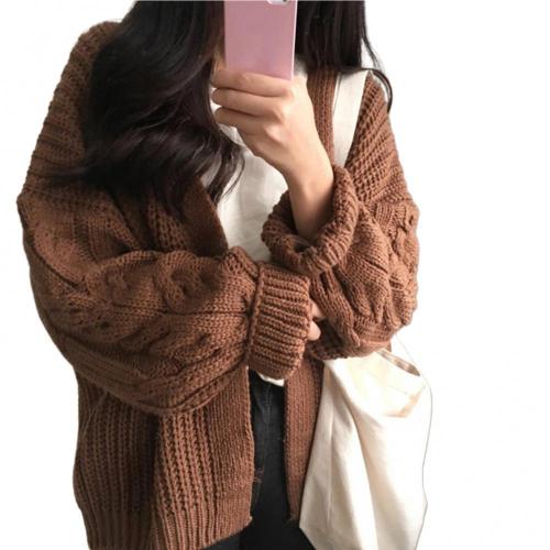 Autumn Winter Women Long Sleeve Twisted Knitted Coat Open Front Sweater Cardigan alx