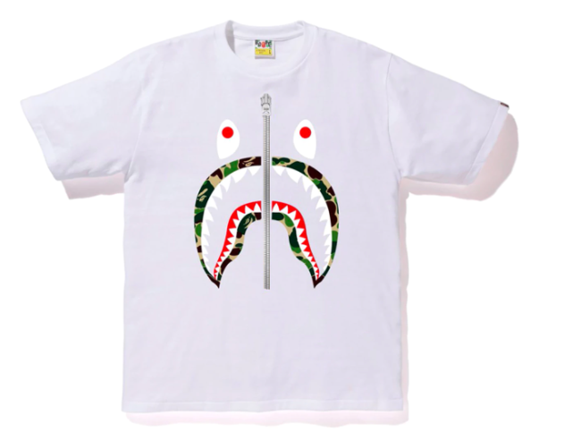 BAPE ABC Shark Silver Zip Tee White/Green