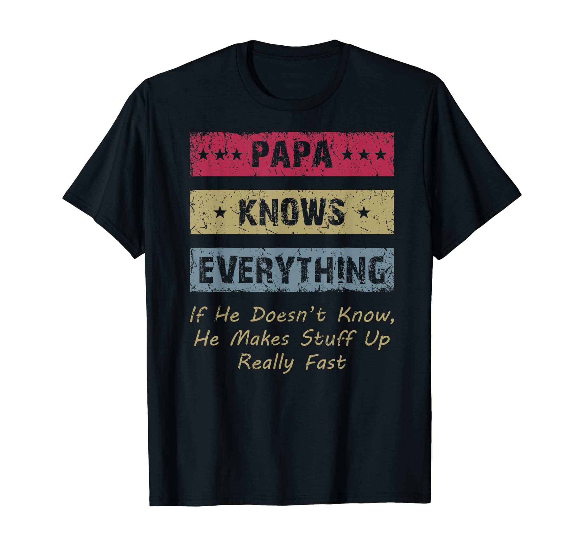 Mens Papa Knows Everything If He Doesn’t Know Present For Father T-Shirt