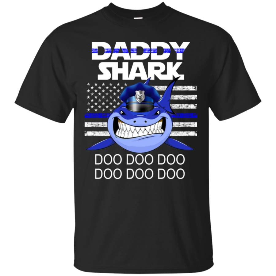 AGR Police Daddy Shark Blue Line Funny T-Shirt