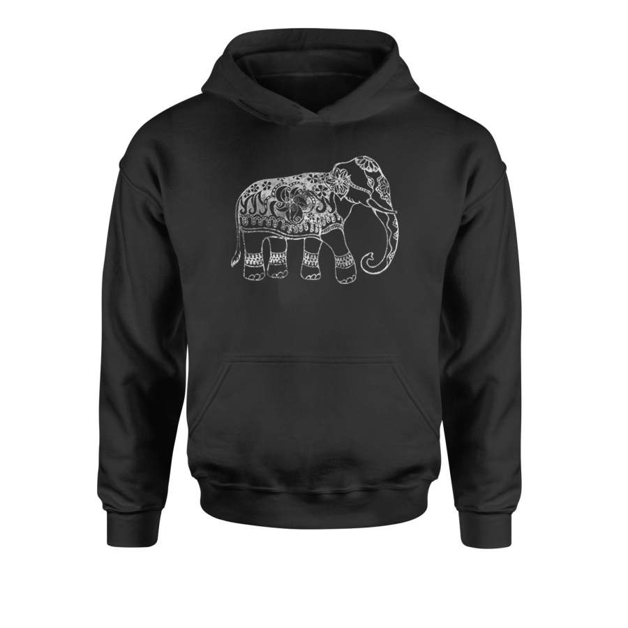 Sacred Elephant Distressed Look Youth-Sized Hoodie