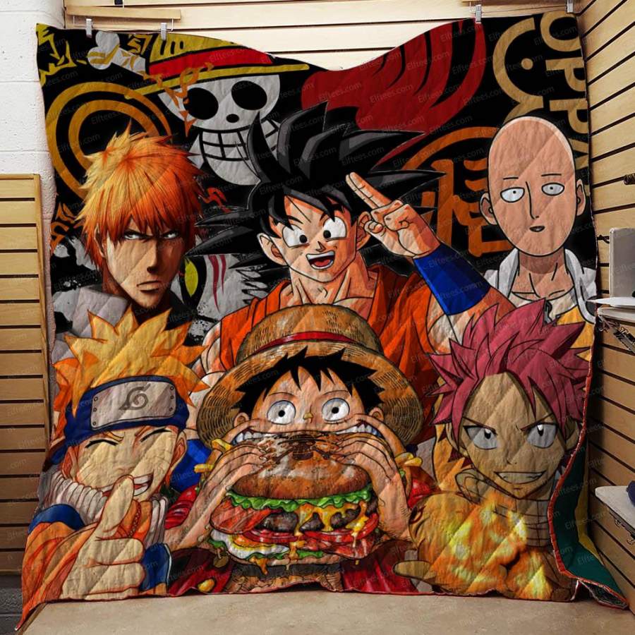 Anime Fans Goku Saitama One Piece Naruto Quilt Blanket – Funny Anime Cartoon Character – ANM02