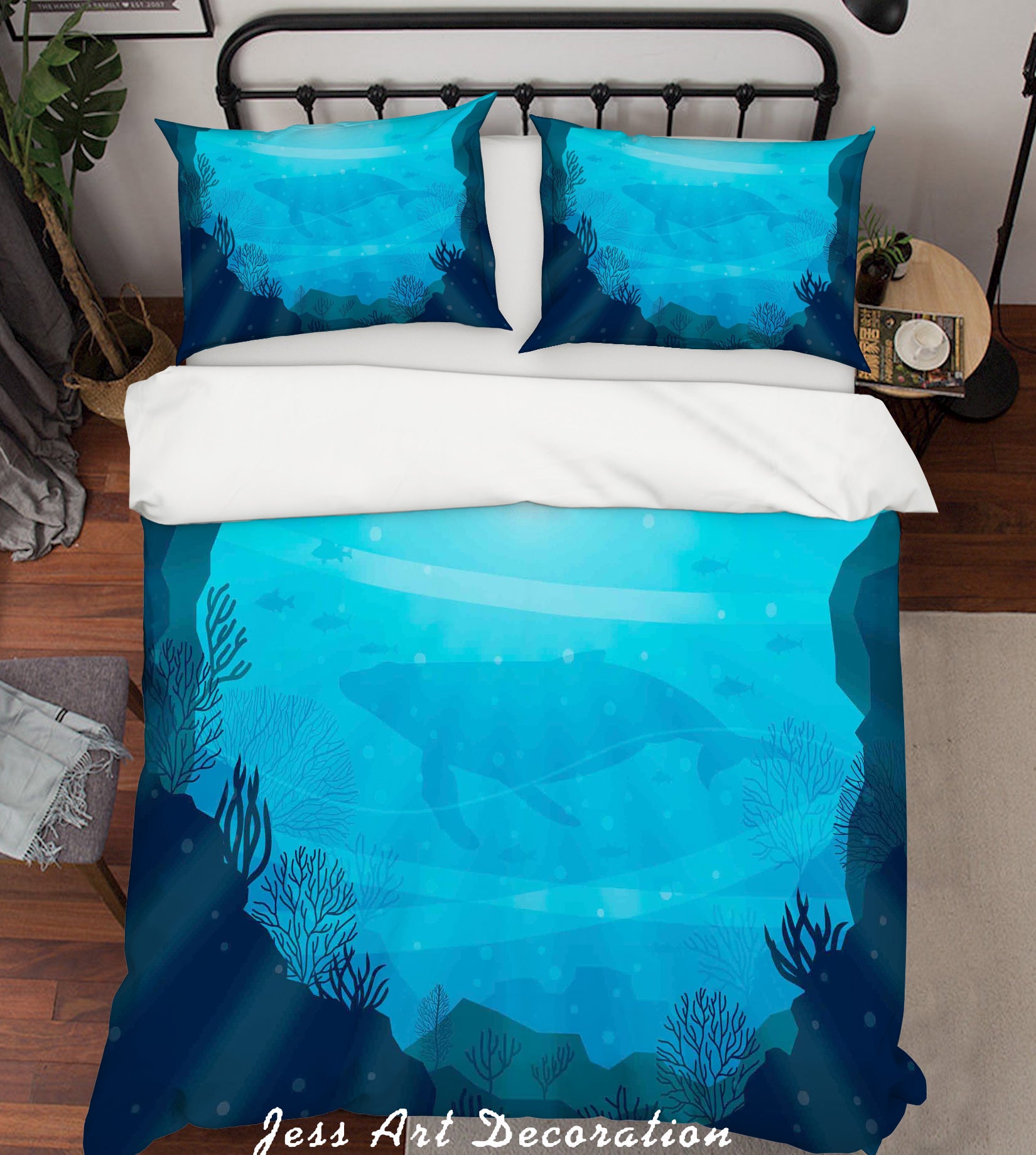 3D Blue Sea Whale Quilt Cover Set Bedding Set Pillowcases 124