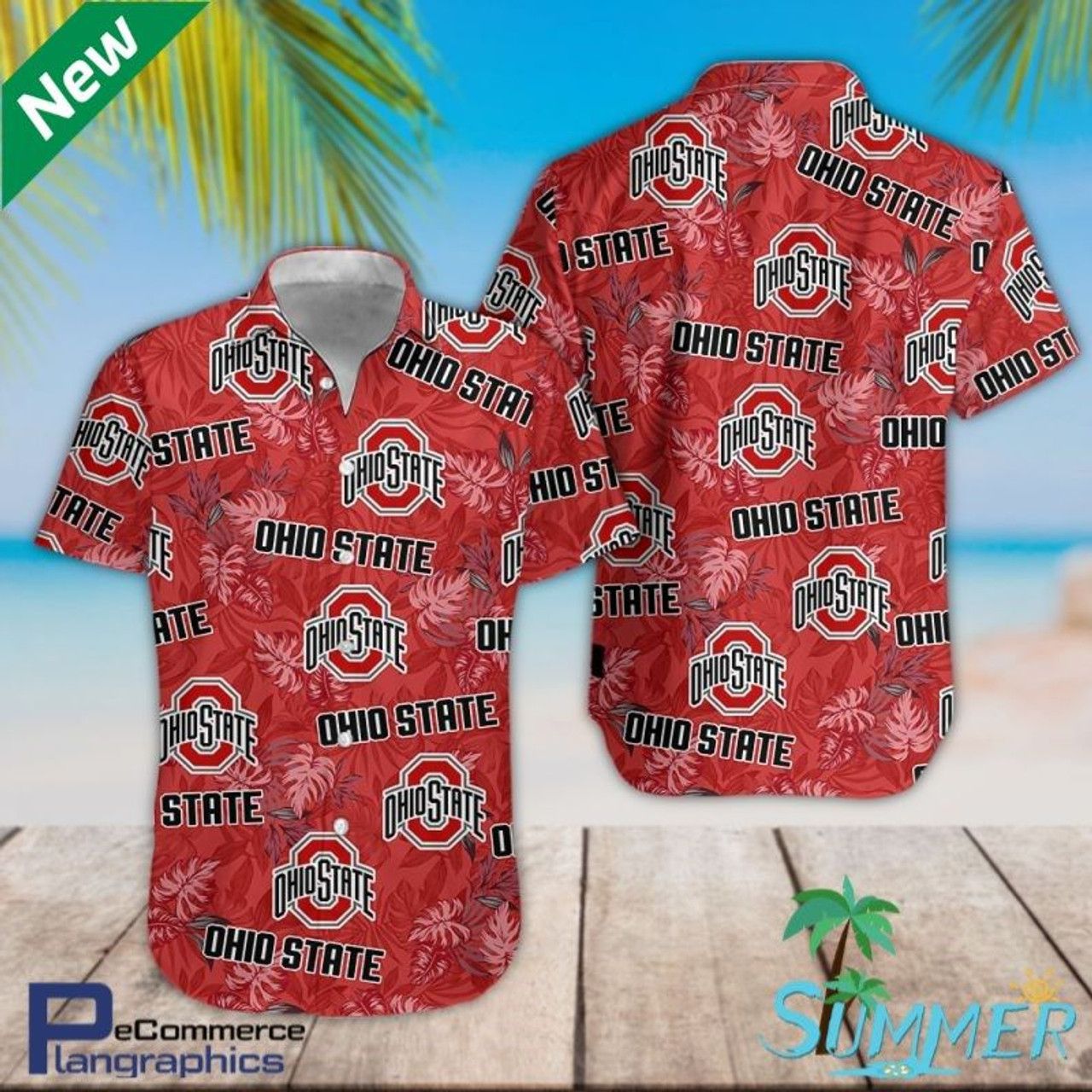 NCCA Ohio State Buckeyes Red Hawaiian Shirt V1 Aloha Shirt