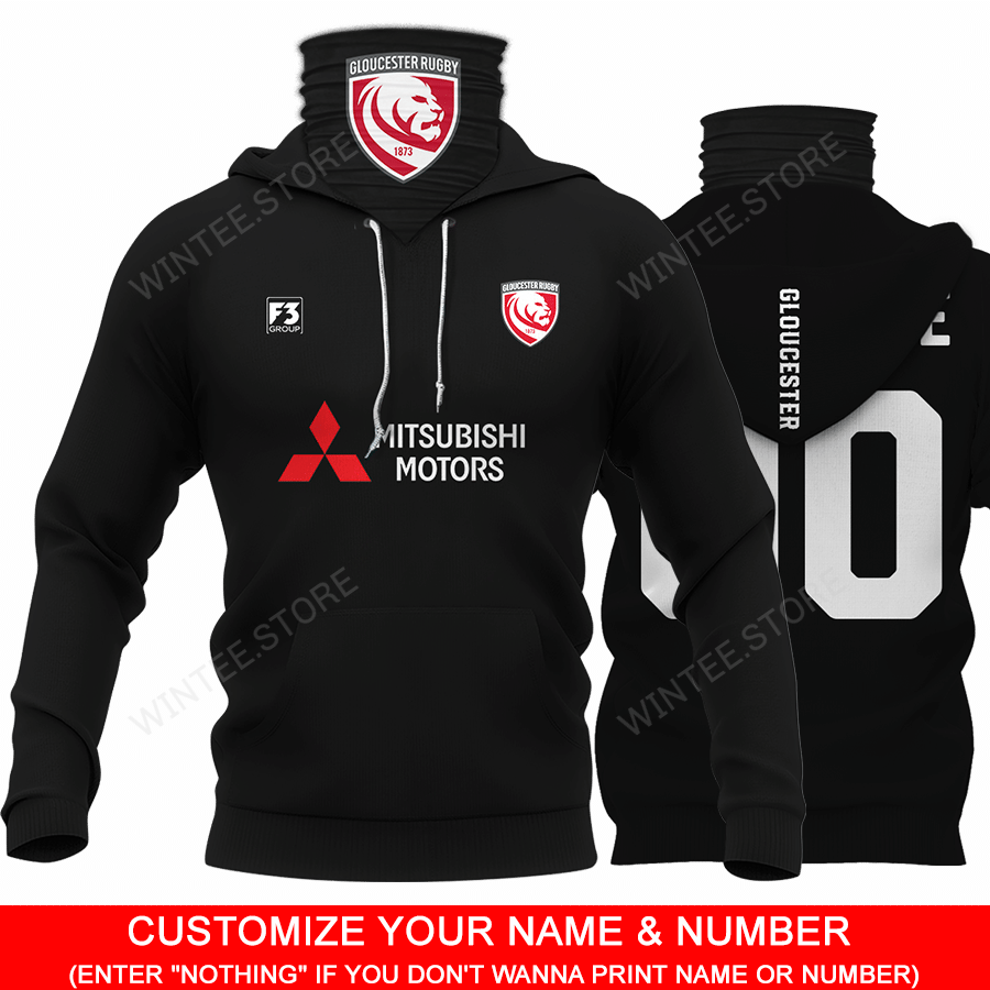 11GloucesterRugby001 |HoodieMask| CUSTOMIZE YOUR NAME & NUMBER | HOT SALE 3D PRINTED