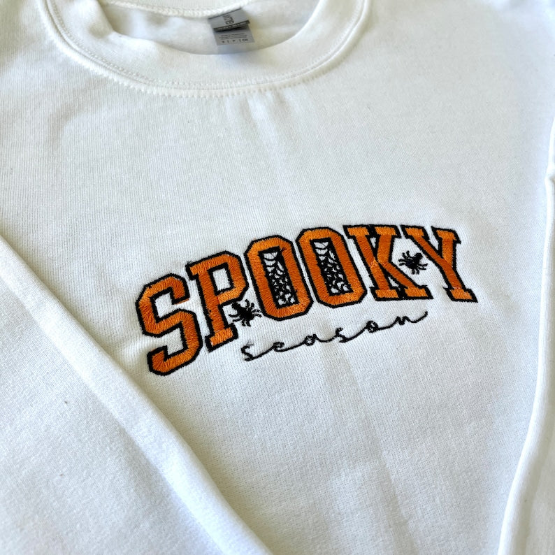 Spooky Season Halloween Embroidered Sweatshirt 2D Crewneck Sweatshirt All Over Print Sweatshirt For Women Sweatshirt For Men Sws3697