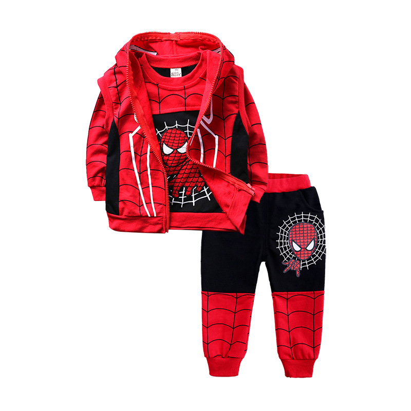 Spring Autumn Baby Boys Superhero Sets Clothes Kids Long Sleeve+Vest+Pants 3Pcs Tracksuits Children Cartoon Cosplay Clothing alx