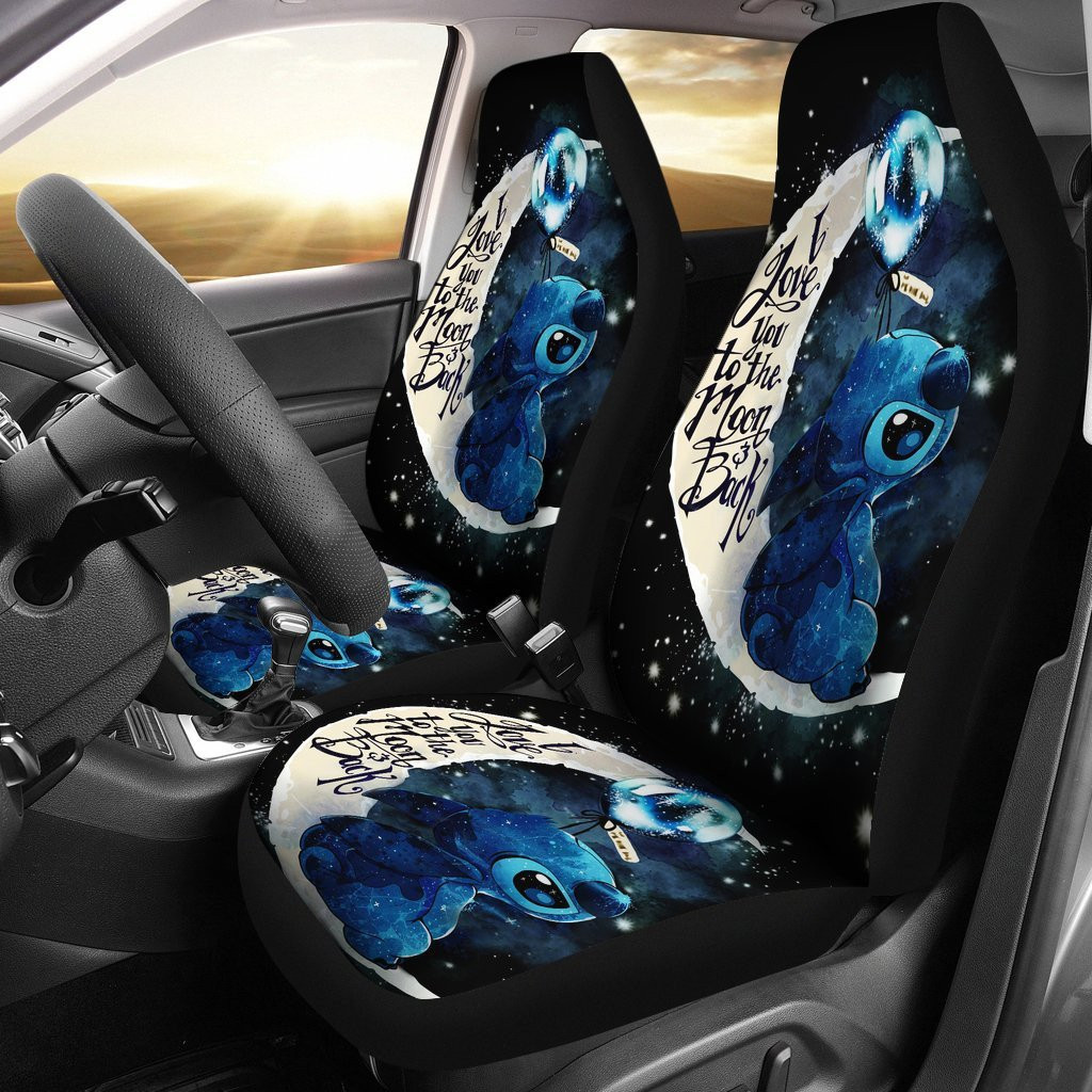 Stitch Love You To The Moon Car Seat Covers Amazing Best Gift Ideas – Seat Covers With Leather Pattern Print Will Get 2 Pcs