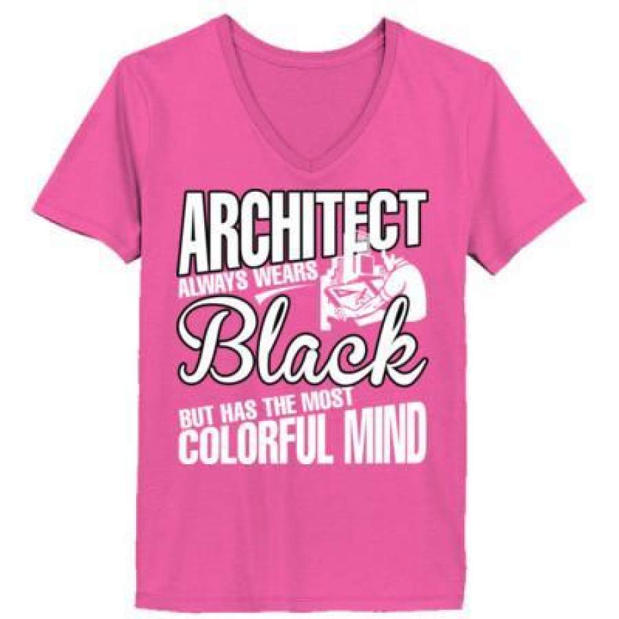 AGR Architect Always Wear Black But Has The Most Colorful Mind – Ladies’ V-Neck T-Shirt