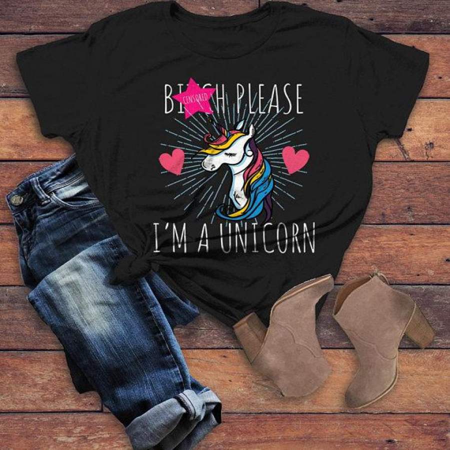 Women’s Funny Unicorn T Shirt B*tch Please Shirt I’m A Unicorn Shirts Mature NSFW