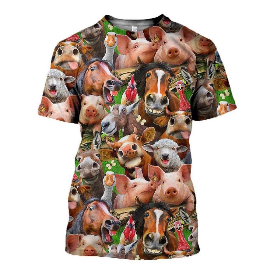 3D All Over Printed Farm Animal T-Shirt Cool Beautiful