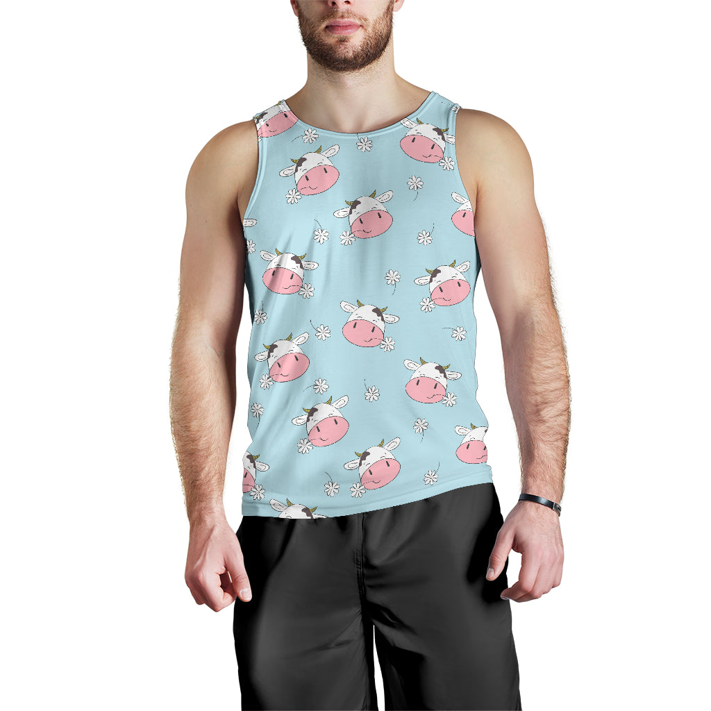 Cute Cow Flower Pattern Men Tank Top