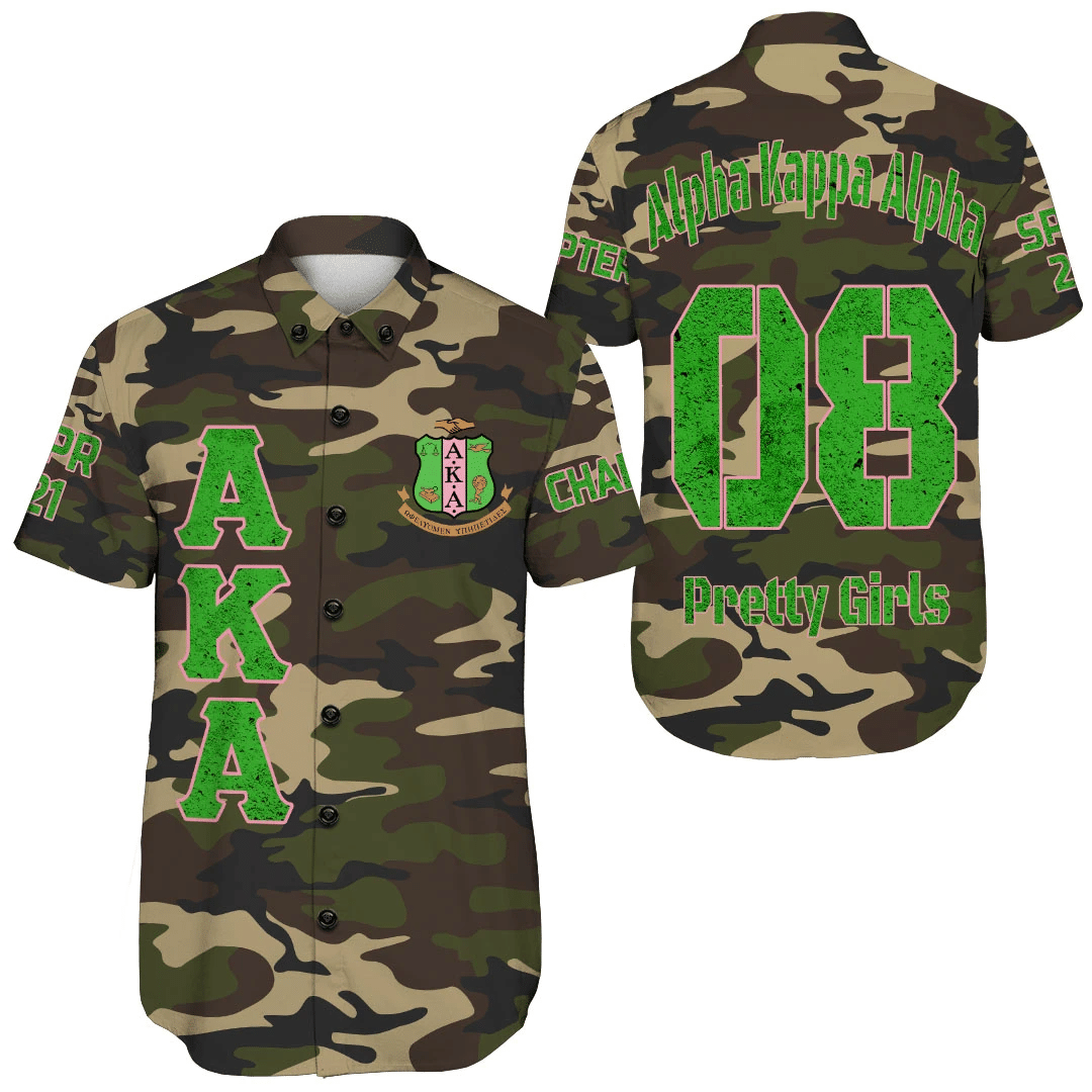 (Custom) Africa Zone Shirt – Alpha Kappa Alpha Camouflage Short Sleeve Shirt A31