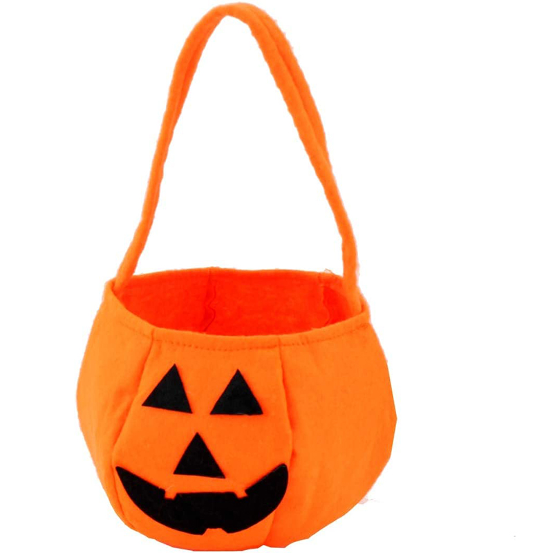 10Pcs Halloween Treat Bags Pumpkin Candy Bucket for Kids Trick or Treat Snack Portable Tote for Costume Handbag DIY Party Favors alx