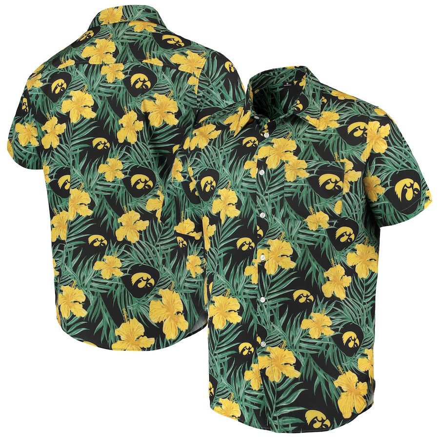 Iowa Hawkeyes Gold Floral Hawaii Shirt Ha24391