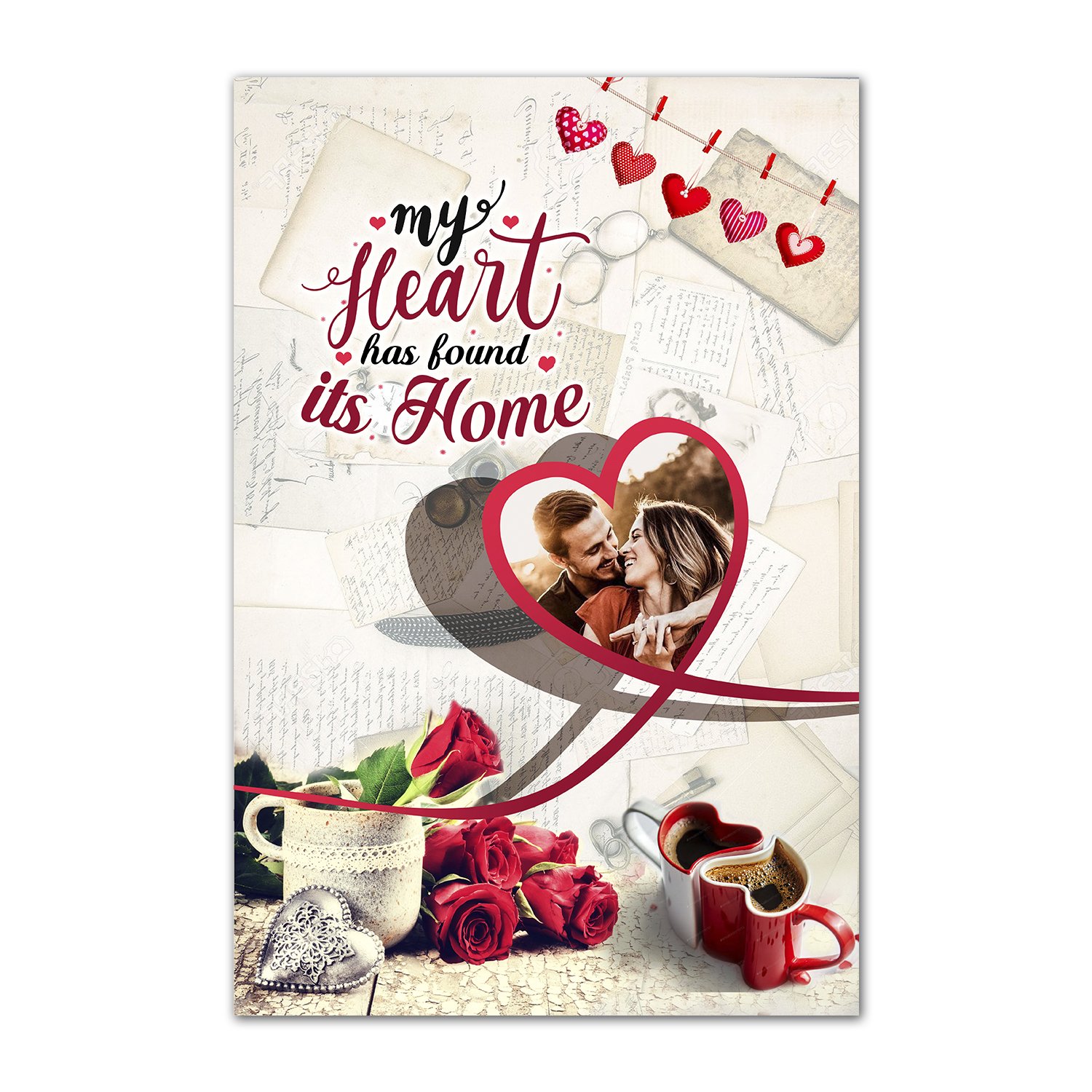 Personalized Wall Art Poster Board Print Valentine Day Gift Ideas For Him Her Men Women Boyfriend Girlfriend Husband Wife Couple – Custom Photo My Heart Has Found Its Home HT181255 – PersonalizedWitch