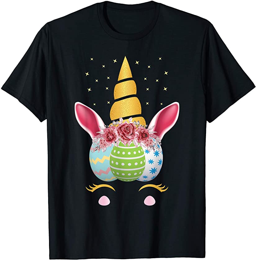 Unicorn Easter Bunny Shirt Color Eggs 2021 Happy Easter T-Shirt