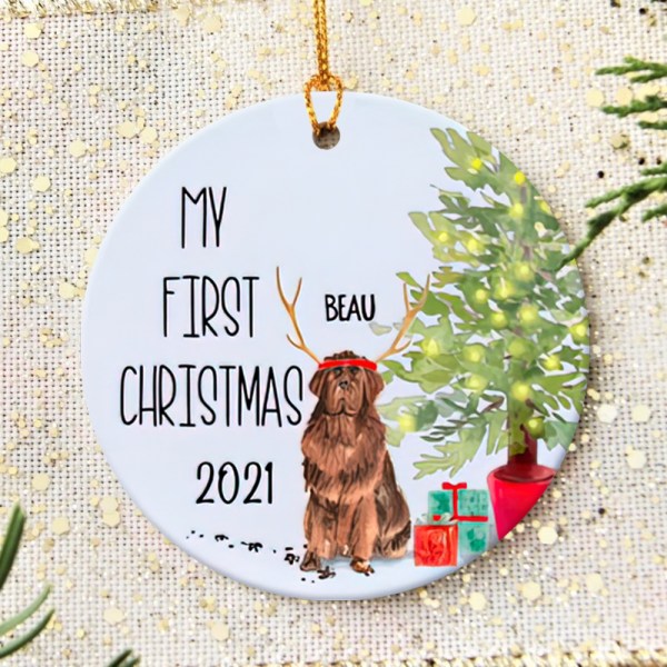 Personalized Newfoundland Puppy’S First Christmas Ornament, Newfoundland Dog Ornament