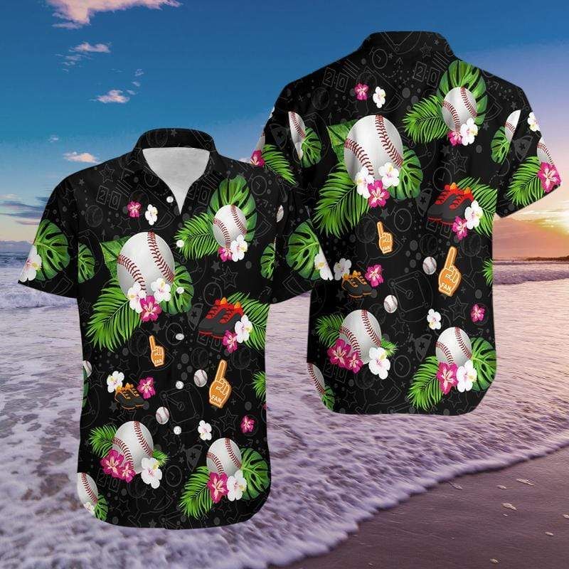 Get Here Baseball Black Hawaii Aloha Shirts Ha80287