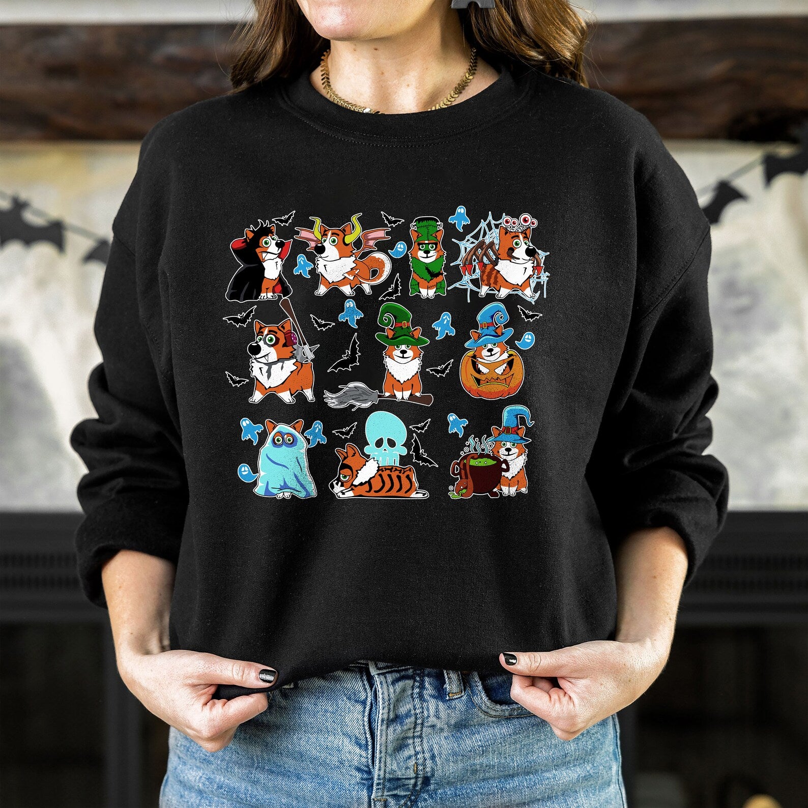 Halloween Dog Sweatshirt 2D Crewneck Sweatshirt All Over Print Sweatshirt For Women Sweatshirt For Men Sws3813