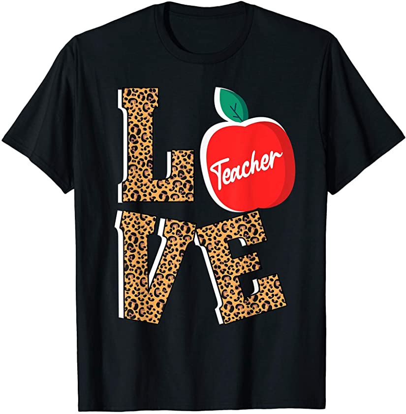 Teacher Love Leopard Cheetah Print Teachers Team Gift T-Shirt