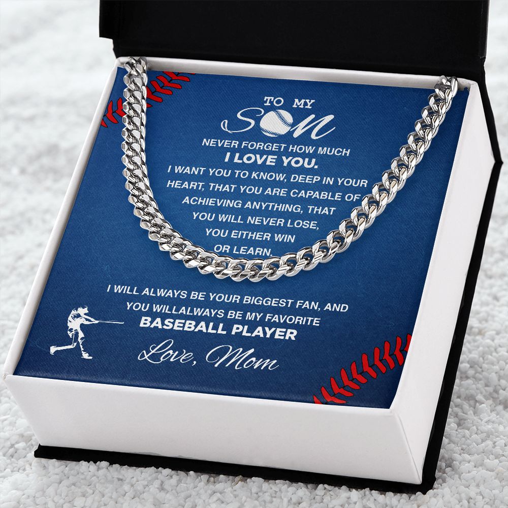 To My Baseball Son, Never Forget – Cuban Link Necklace, Cuban Link Chain