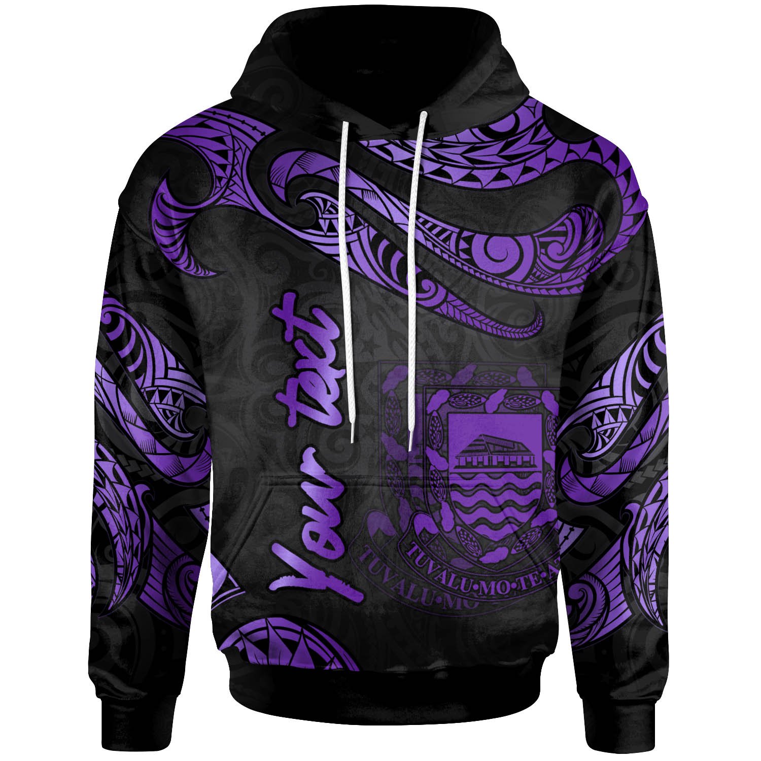 Tuvalu Polynesian Custom Personalised Hoodie – Poly Tattoo Purple Version – BN12