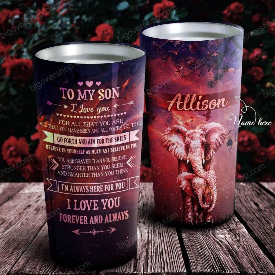 To My Son – Elephant Galaxy – Personalized  2 Insulated Stainless Steel Tumbler Cup