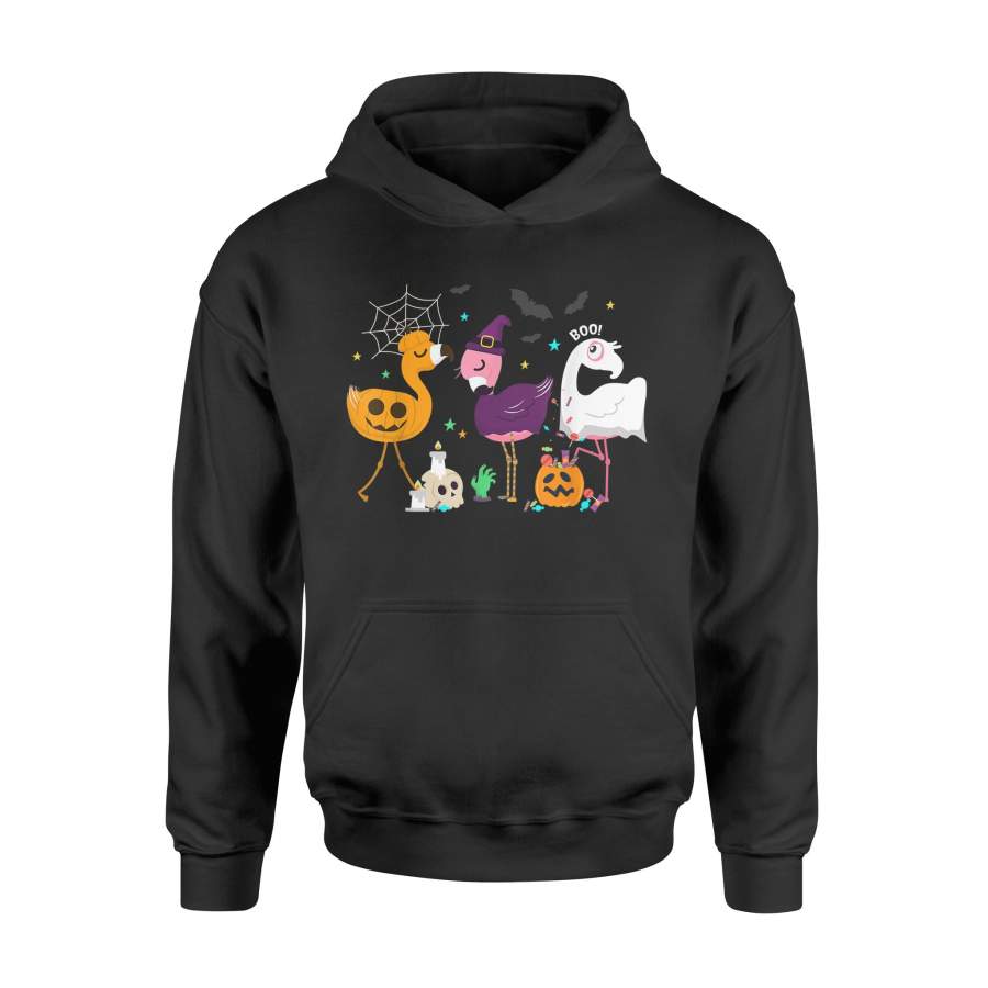 Flamingo Halloween Pumpkin Witch Ghost Hoodie T-Shirt