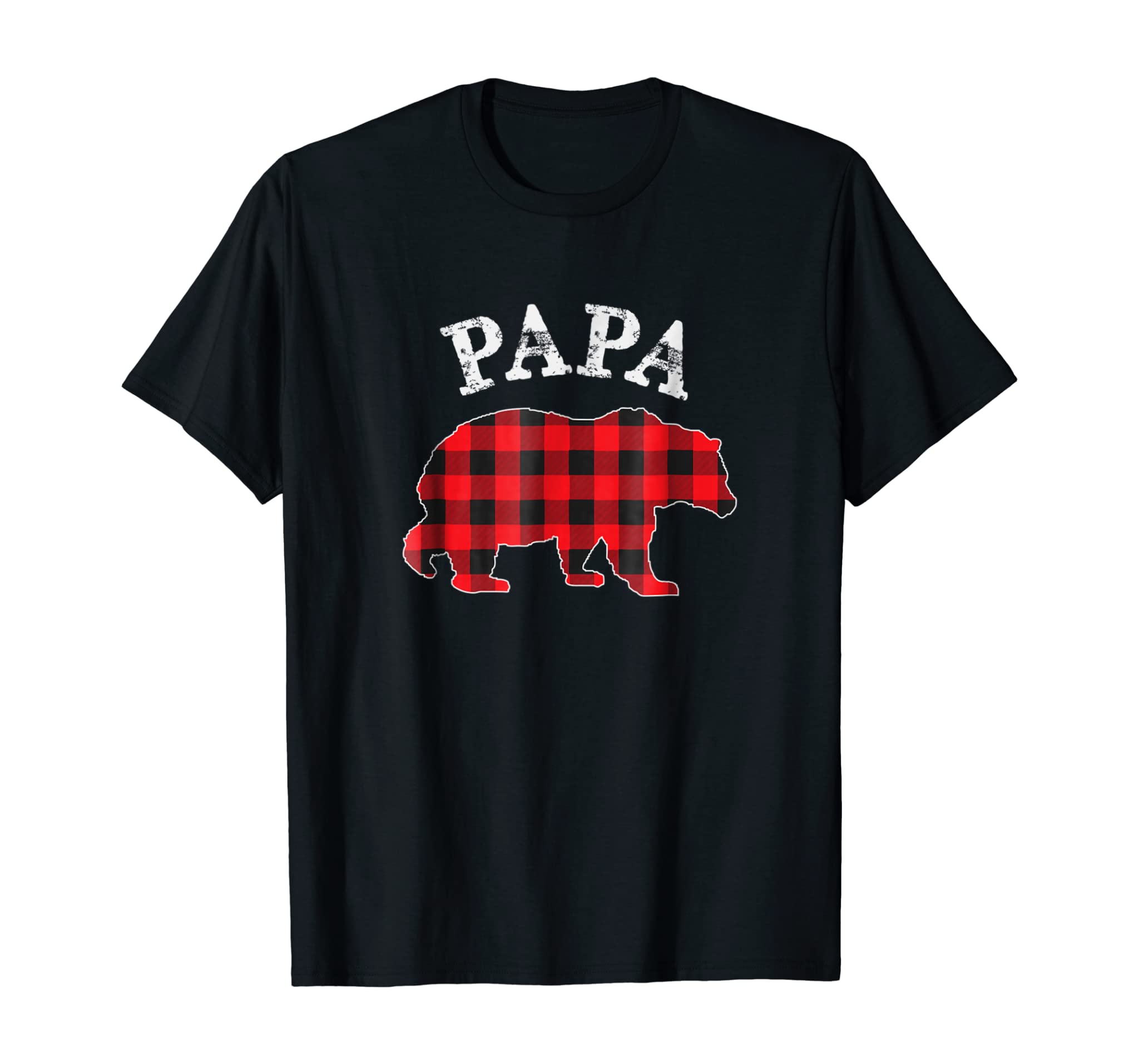 Red Plaid Papa Bear Buffalo Matching Family Pajama T-Shirt