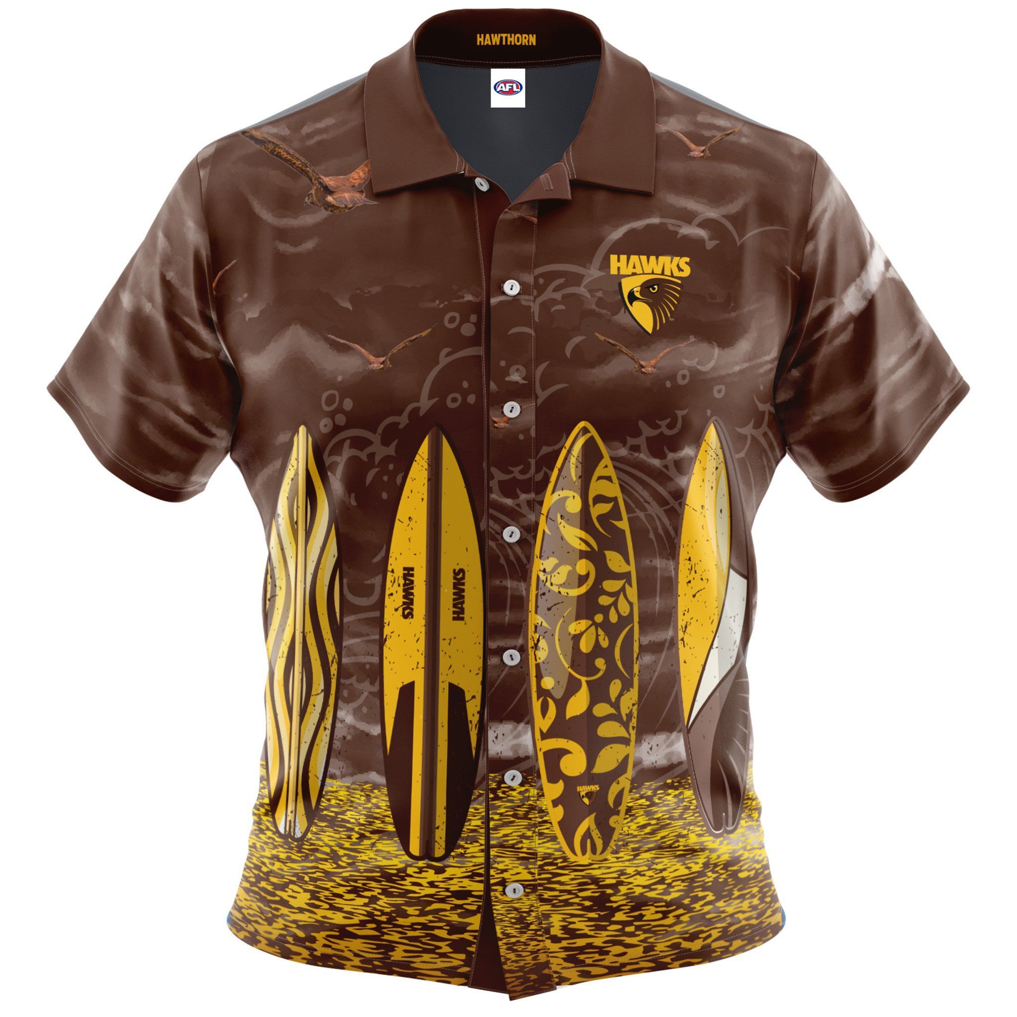 Afl Hawthorn Hawaiian Shirt