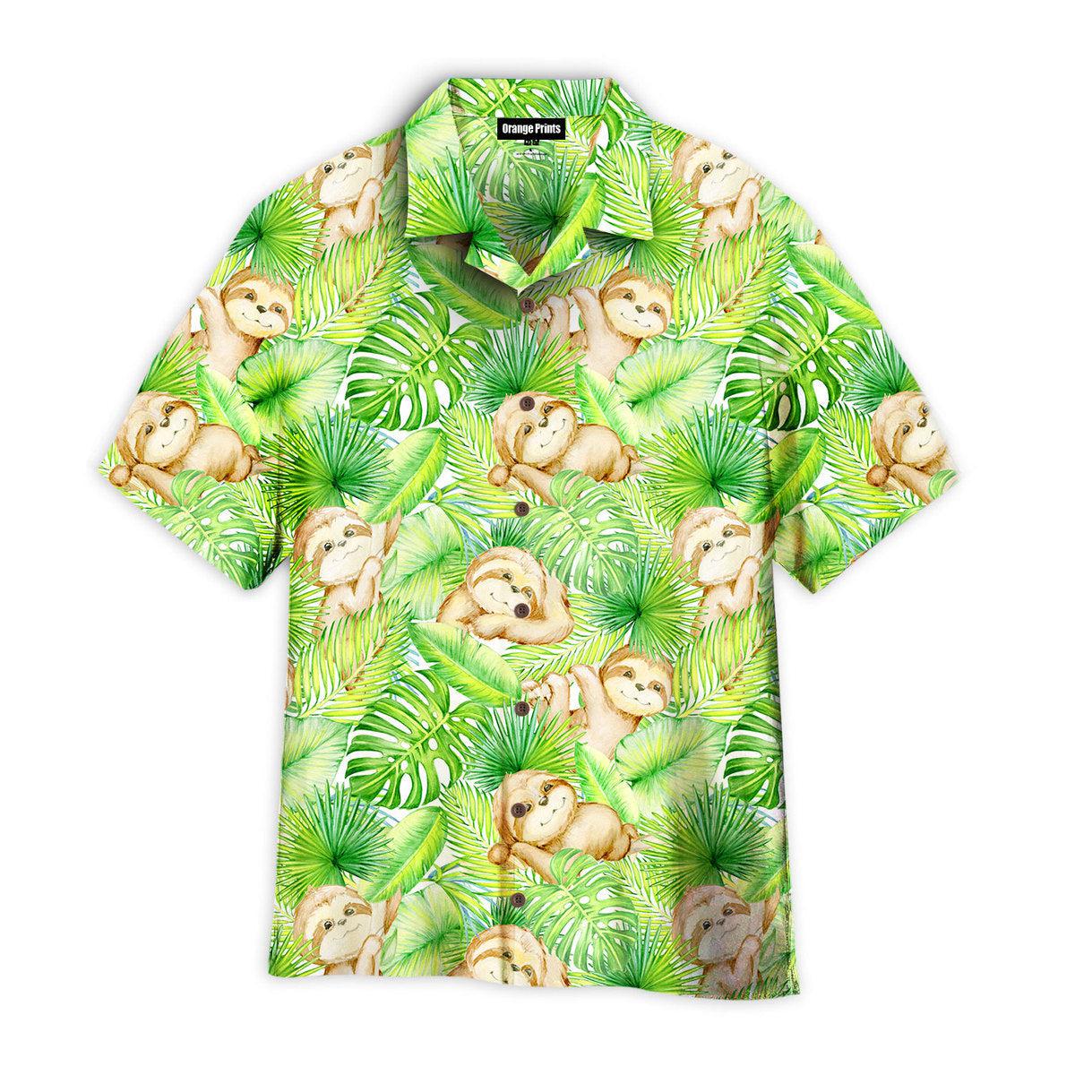 Sloths Surrounded By Tropical Leaves Aloha Hawaii Shirts For Men Women Ha25218